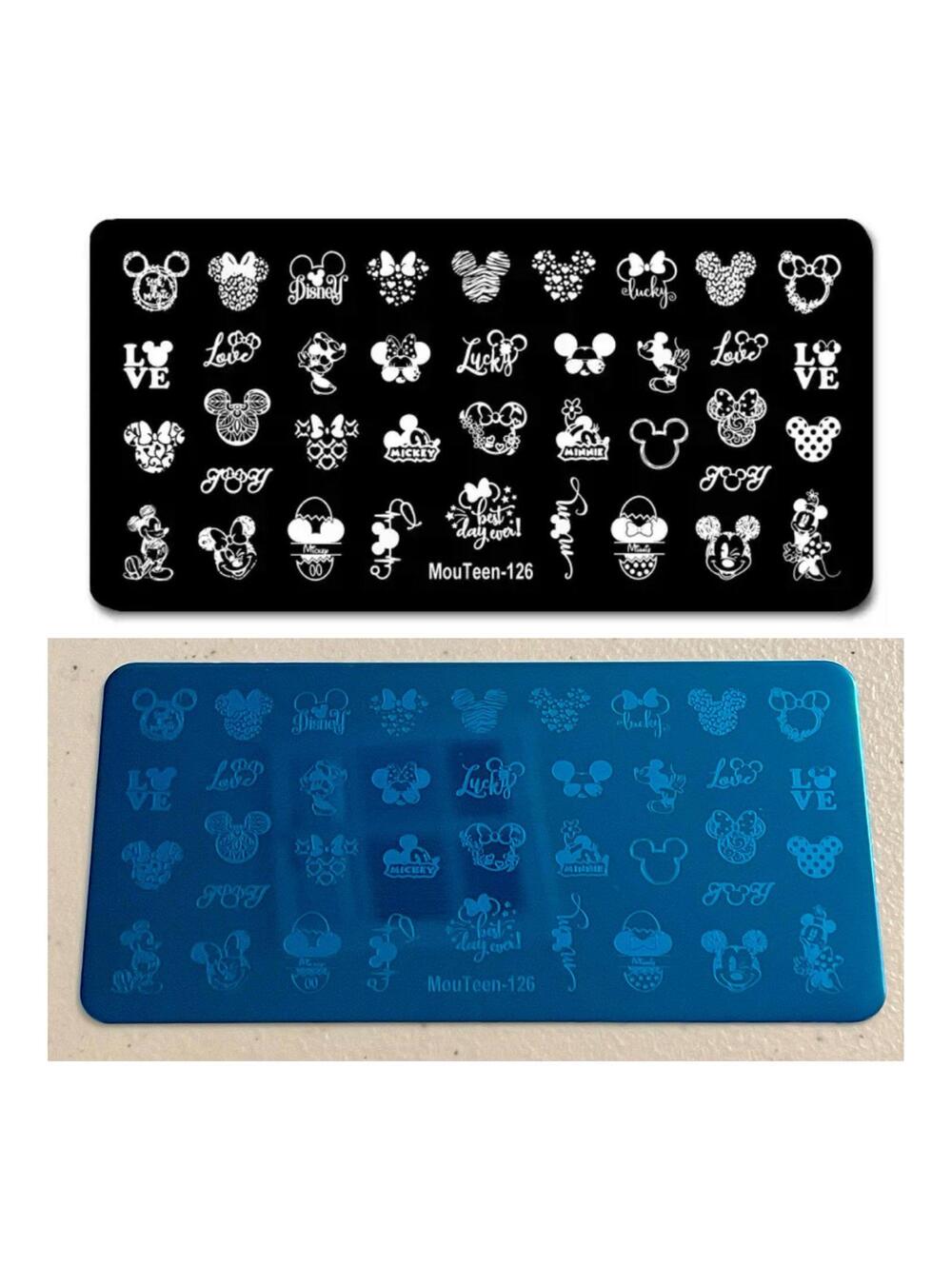New - Nail Stamping Plate - Mickey and Minnie Mouse